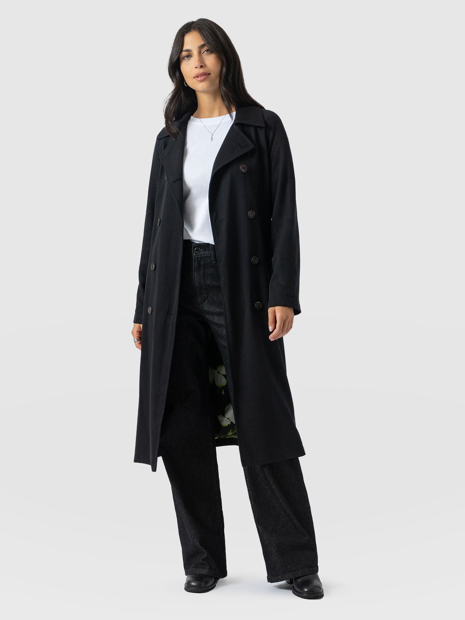 Marion Double Breasted Trench Black - Women's Overcoats | Saint + Sofia® EU